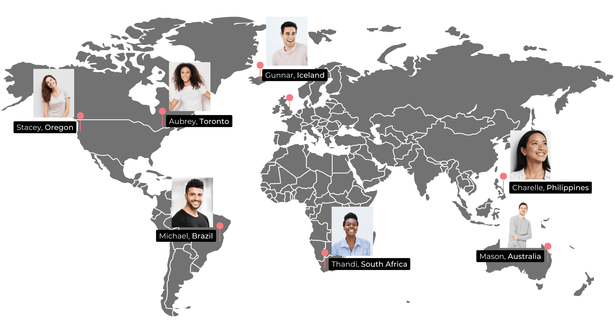 World map with trainers